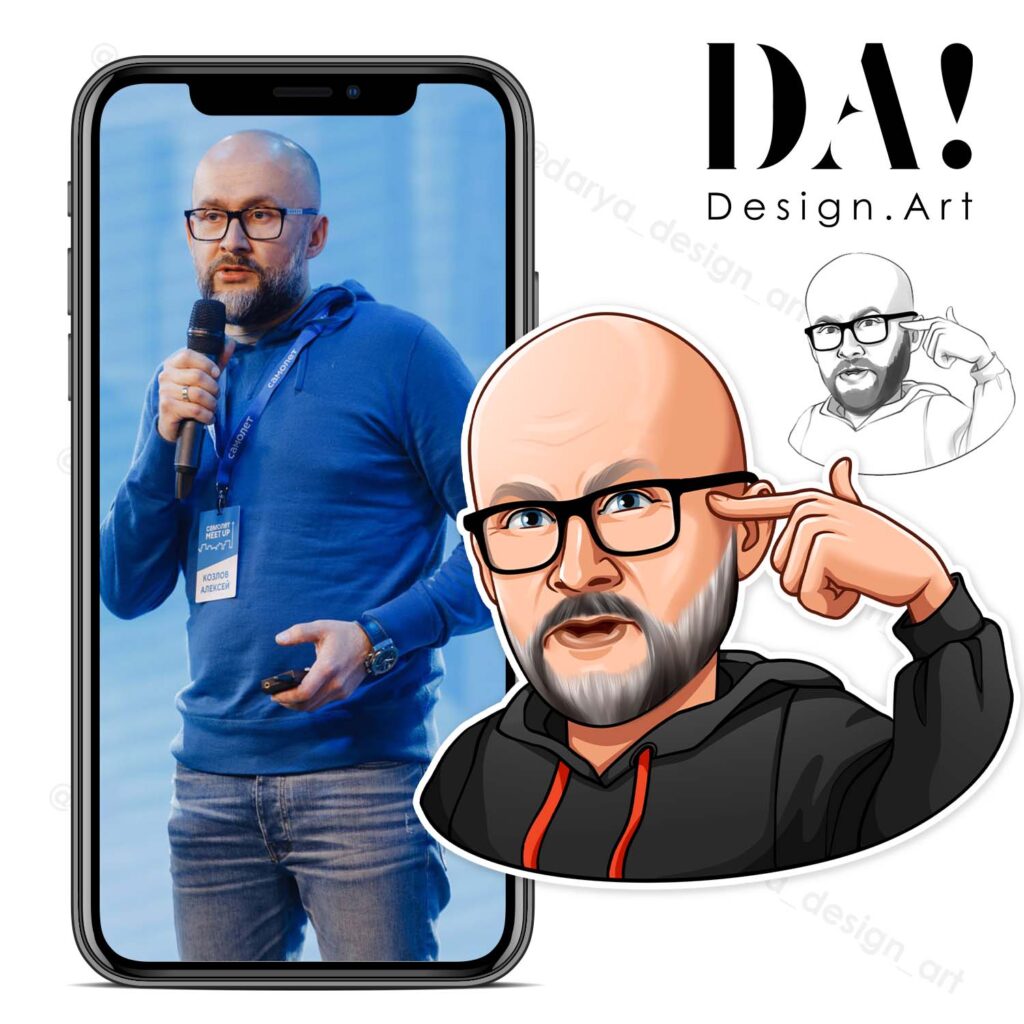 Личные портретные стикеры по фото на заказ