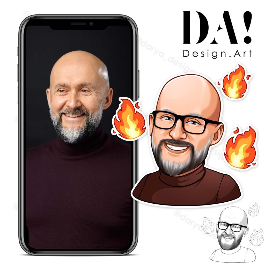 Личные портретные стикеры по фото на заказ