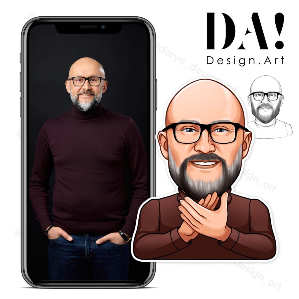 Личные портретные стикеры по фото на заказ