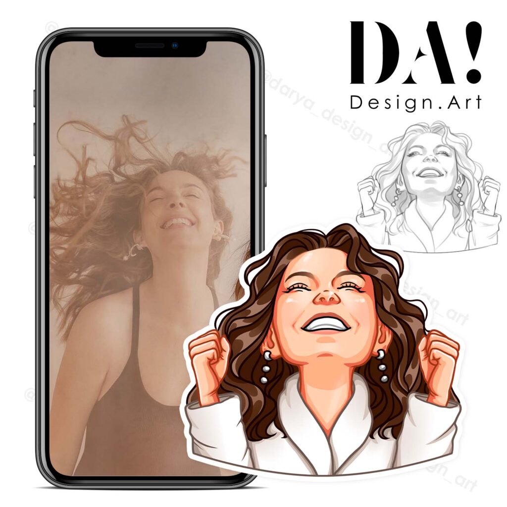 Личные портретные стикеры по фото на заказ